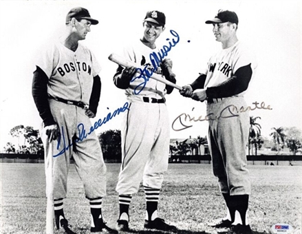 Mickey Mantle, Stan Musial & Ted Williams Signed 8x10 Photograph (PSA/DNA)